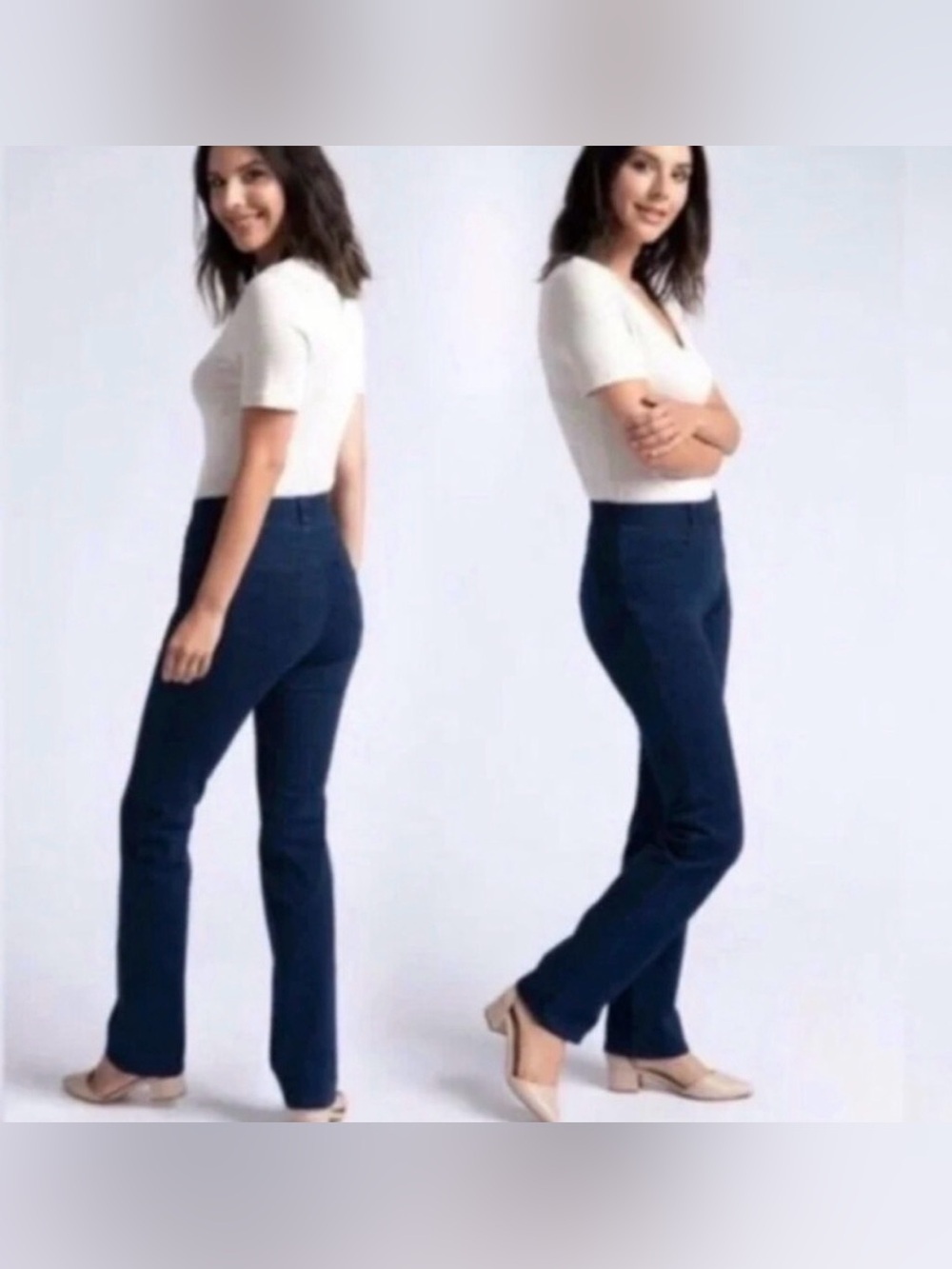 Betabrand Straight-Leg 4-Pocket Yoga Denim Jeans Dark Indigo Size 4/Small blue
